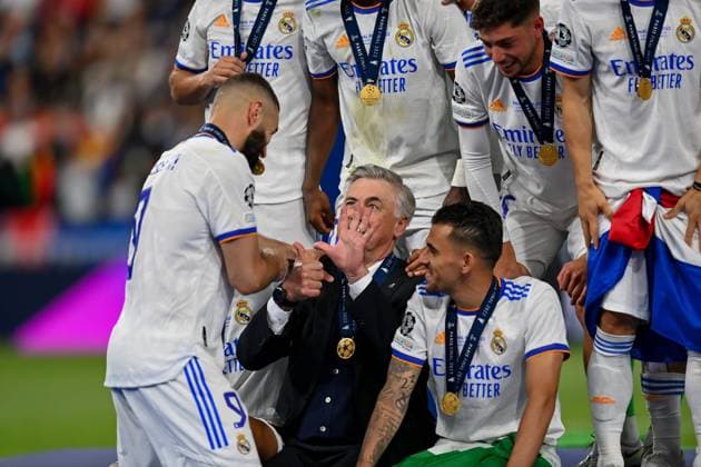 May 28, 2022, : PARIS, FRANCE - MAY 29: Real Madrid players celebrate during the 2022 UEFA Champions League Final match between FC Liverpool and Real Madrid at Stade de France, on May 28, 2022 in Paris, France. - ZUMAa283 20220528_zsa_a283_075 Copyright: xATPImagesx
