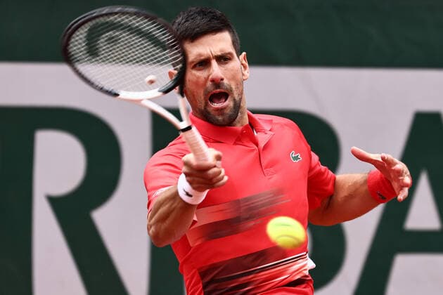Novak Djokovic, SRB, during fourth round of 2022 French Open at Roland Garros, Paris, 29 05 2022; -