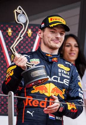 MONTE-CARLO - Max Verstappen (Red Bull Racing) on the podium after the F1 Grand Prix of Monaco at Circuit de Monaco on May 29, 2022 in Monte-Carlo, Monaco. REMKO DE WAAL F1 Grand Prix van Monaco, RACE 2022 xVIxANPxSportx xxANPxIVx