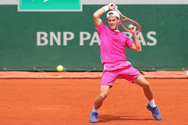 29th May 2022; Roland Garros, Paris, France: French Open Tennis tournament: Diego Schwatrzman (ARG in action during his match against Novak Djokovic (SRB)  ActionPlus12394542 JonxBromley