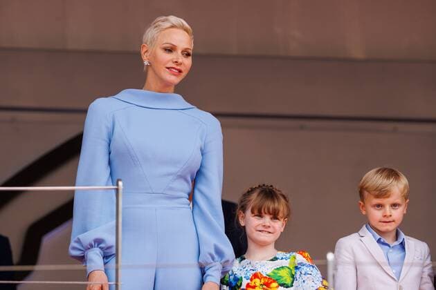 Charlene von Monaco mit den Kindern Gabriella von Monaco und Jacques von Monaco, Grosser Preis von Monaco 2022, Motorsport, Formel 1, 29.05.2022 Grosser Preis von Monaco 2022, Motorsport, Formel 1, 29.05.2022 Copyright: xEibner-Pressefoto AlexanderxNeisx EP_ANS