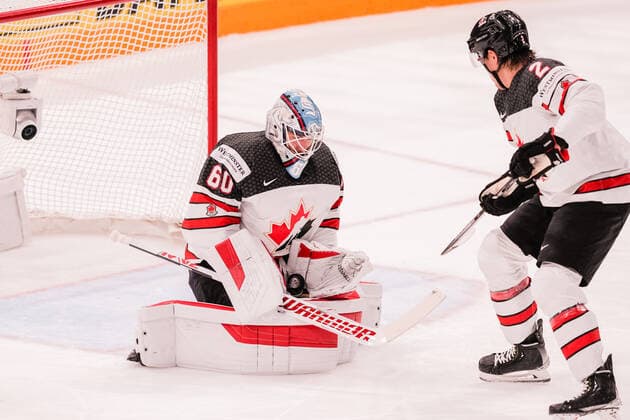 Eishockey, WM Finale, Finnland - Kanada TAMPERE, FINLAND - MAY 29: goalkeeper Chris Driedger of Canada in action during the 2022 IIHF Ice hockey, Eishockey World Championship, WM, Weltmeisterschaft match between Finland and Canada at Nokia Arena on May 29, 2022 in Tampere, Finland. Tampere Nokia Arena Finland Copyright: xJustPictures.ch JarixPestelaccix