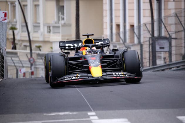 Monaco , Monte Carlo, 29.05.2022, Circuit de Monaco, Formula 1 - Monaco Grand Prix 2022 - Race, Max Verstappen (Red Bull Racing) on track during - (Photo EU-Images) Monte Carlo Circuit de Monaco Monaco