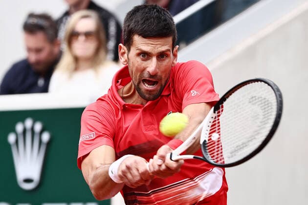 Novak Djokovic, SRB, during fourth round of 2022 French Open at Roland Garros, Paris, 29 05 2022; -