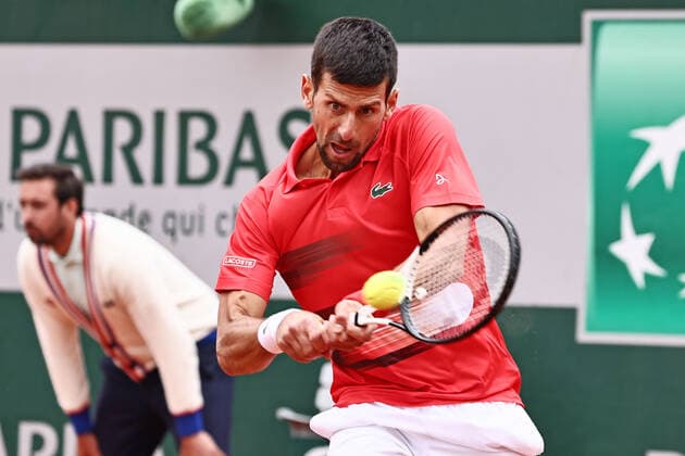 Novak Djokovic, SRB, during fourth round of 2022 French Open at Roland Garros, Paris, 29 05 2022; -