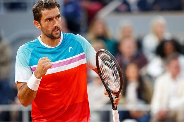 Sport Bilder des Tages 30.05.2022, Tennis, French Open 2022 Roland-Garros, FRA, Paris, Roland Garros Bild: v. Marin Cilic (SER) jubelt Copyright: HMBxMedia AntonioxBorga