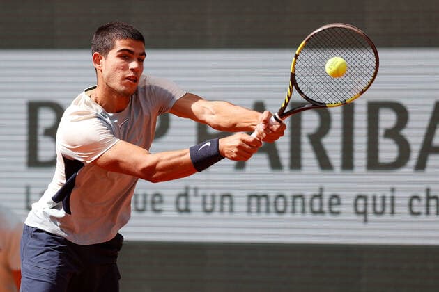 31.05.2022, Tennis, French Open 2022 Roland-Garros, FRA, Paris, Roland Garros Bild: v.l.Carlos Alcaraz (ESP) Copyright: HMBxMedia AntonioxBorga