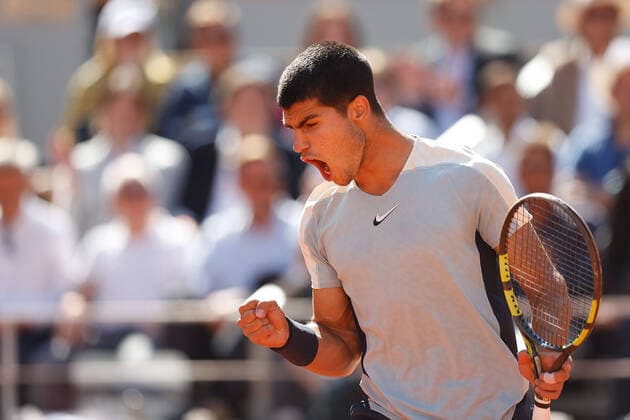 31.05.2022, Tennis, French Open 2022 Roland-Garros, FRA, Paris, Roland Garros Bild: v.l.Carlos Alcaraz (ESP) Copyright: HMBxMedia AntonioxBorga