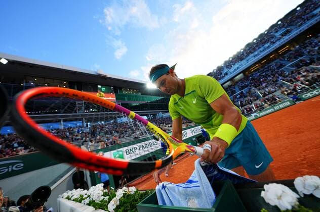 Mandatory Credit: Photo by Javier Garcia Shutterstock (12960001bo) Rafael Nadal arranges one of his towels French Open Tennis, Day 10, Roland Garros, Paris, France - 31 May 2022 French Open Tennis, Day 10, Roland Garros, Paris, France - 31 May 2022  Copyright: xJavierxGarcia Shutterstockx 12960001bo