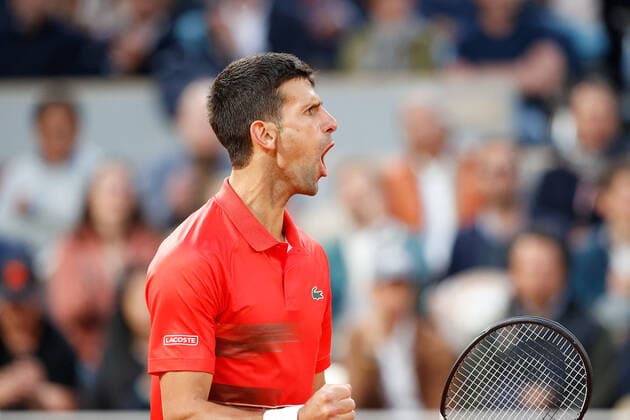 31.05.2022, Tennis, French Open 2022 Roland-Garros, FRA, Paris, Roland Garros Bild: v.l. Novak Djokovic (SER) jubelt Copyright: HMBxMedia AntonioxBorga