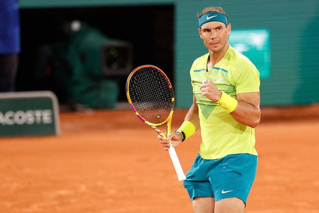31.05.2022, Tennis, French Open 2022 Roland-Garros, FRA, Paris, Roland Garros Bild: v.l. Rafael Nadal (ESP) Siegerfaust, jubelt Copyright: HMBxMedia AntonioxBorga
