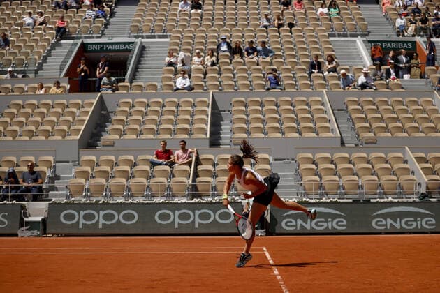 Mandatory Credit: Photo by Ella Ling Shutterstock (12959948o) Daria Kasatkina of Russia in action in front of empty seats French Open Tennis, Day 11, Roland Garros, Paris, France - 01 Jun 2022 French Open Tennis, Day 11, Roland Garros, Paris, France - 01 Jun 2022  Copyright: xEllaxLing Shutterstockx 12959948o