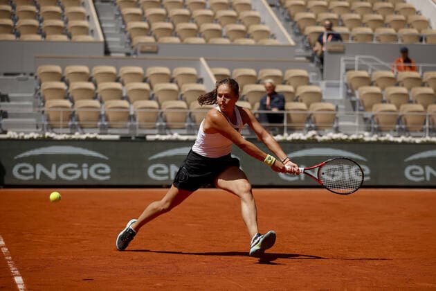 Mandatory Credit: Photo by Ella Ling Shutterstock (12959948c) Daria Kasatkina of Russia in action in front of empty seats French Open Tennis, Day 11, Roland Garros, Paris, France - 01 Jun 2022 French Open Tennis, Day 11, Roland Garros, Paris, France - 01 Jun 2022  Copyright: xEllaxLing Shutterstockx 12959948c