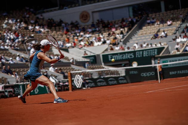 Iga SWIATEK (POL) contre Jessica PEGULA (USA) TENNIS : Roland Garros 2022 - 1 4e de finale - 01 06 2022 AurelienMorissard Panoramic 
