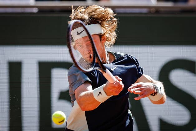 June 1, 2022, Paris, France, France: ANDREY RUBLEV of Russia during the Day eleven of Roland-Garros 2022, French Open 2022, Grand Slam tennis tournament at the Roland-Garros stadium. Paris France - ZUMAm308 20220601_zsp_m308_015 Copyright: xMatthieuxMirvillex