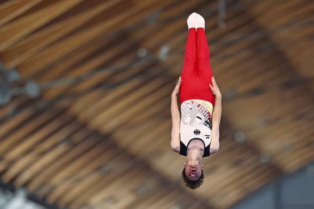 Sport Themen der Woche KW22 Sport Bilder des Tages Janis-Luca Braun, GER, during qualification at 2022 trampoline European championships in Rimini, 01 06 2022 ; *** Janis Luca Braun, GER, during qualification at 2022 trampoline European championships in Rimini, 01 06 2022 