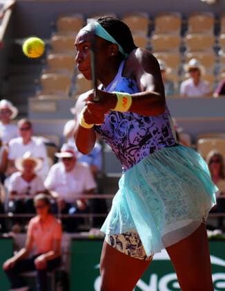 Mandatory Credit: Photo by Javier Garcia Shutterstock (12960006as) Coco Gauff in semi final action French Open Tennis, Day 12, Roland Garros, Paris, France - 02 Jun 2022 French Open Tennis, Day 12, Roland Garros, Paris, France - 02 Jun 2022  Copyright: xJavierxGarcia Shutterstockx 12960006as