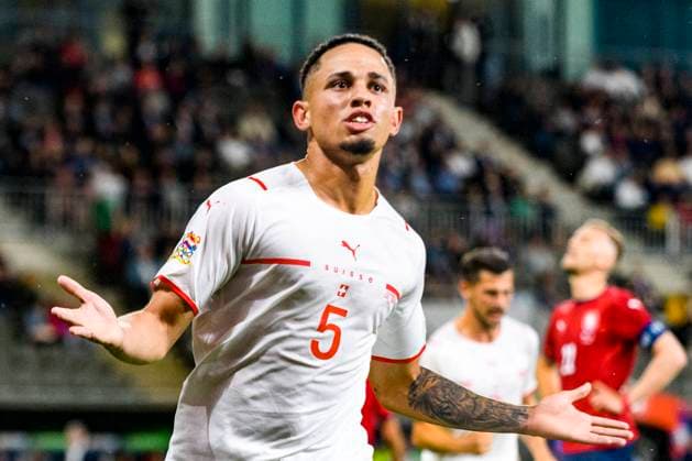 02.06.2022, Prague, Sinobo Stadium, UEFA Nations League: Czech Republich - Switzerland, Noah Okafor of Switzerland celebrates his goal Prague Sinobo Stadium Bohemia Czech Republic Copyright: xJustPictures.ch SvenxBeyrichx
