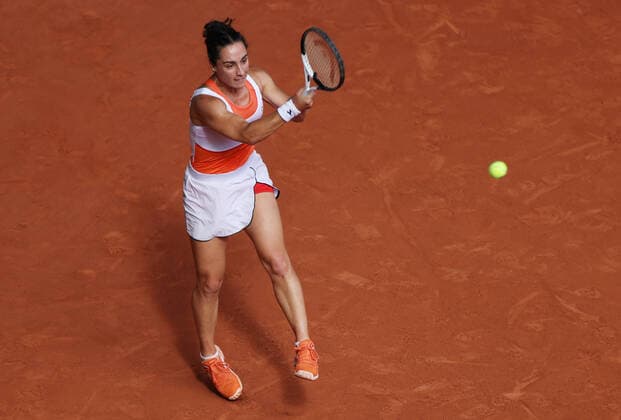 (220603) -- PARIS, June 3, 2022 -- Martina Trevisan of Italy hits a return during the women s singles semifinal against Coco Gauff of the United States at the French Open tennis tournament at Roland Garros in Paris, France, June 2, 2022. ) (SP)FRANCE-PARIS-TENNIS-ROLAND GARROS-FRENCH OPEN-WOMEN S SINGLES SEMIFINAL GaoxJing 