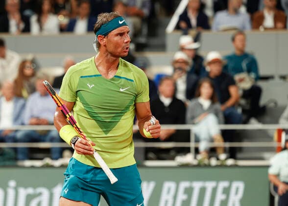 French Open 2022, Rafael Nadal macht die Faust und jubelt,Jubel,Freude,Emotion *** French Open 2022, Rafael Nadal makes fist and cheers,jubilation,joy,emotion Copyright: xJuergenxHasenkopfx