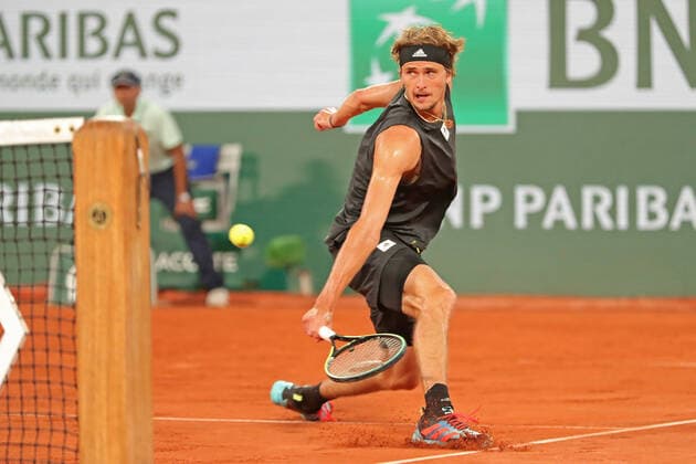 3rd June 2022; Roland Garros, Paris, France: French Open Tennis tournament, mens semi-final; Alexander Zverev (GER) at the net against Rafael Nadal (ESP)  ActionPlus12396271 JonxBromley
