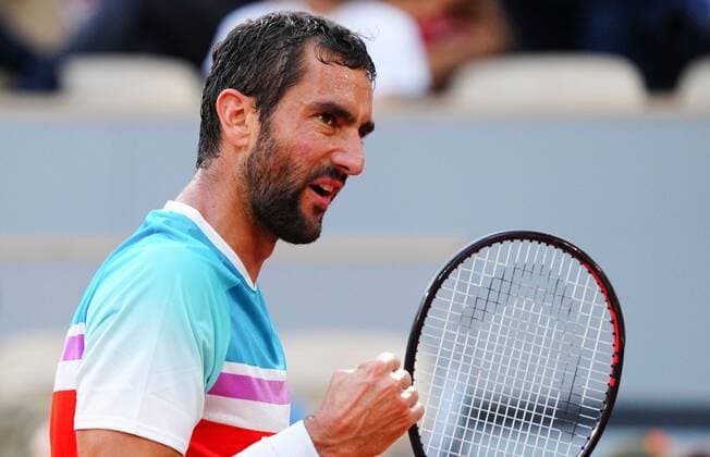 Mandatory Credit: Photo by Javier Garcia Shutterstock (12960013bc) Marin Cilic celebrates as he takes the first set 6-3 French Open Tennis, Day 13, Roland Garros, Paris, France - 03 Jun 2022 French Open Tennis, Day 13, Roland Garros, Paris, France - 03 Jun 2022  Copyright: xJavierxGarcia Shutterstockx 12960013bc
