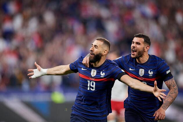 France v Denmark: UEFA Nations League - League Path Group 1 Karim Benzema (Real Madrid) of France celebrates after scoring his sides first goal during the UEFA Nations League League A Group 1 match between France and Denmark at Stade de France on June 3, 2022 in Paris, France. Paris France  Copyright: xJosexBretonx originalFilename:breton-francevd220603_nplD7.jpg