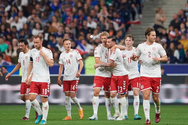 France v Denmark: UEFA Nations League - League Path Group 1 Andreas Cornelius (Trabzonspor) of Denmark celebrates after scoring his sides first goal during the UEFA Nations League League A Group 1 match between France and Denmark at Stade de France on June 3, 2022 in Paris, France. Paris France  Copyright: xJosexBretonx originalFilename:breton-francevd220603_npak9.jpg