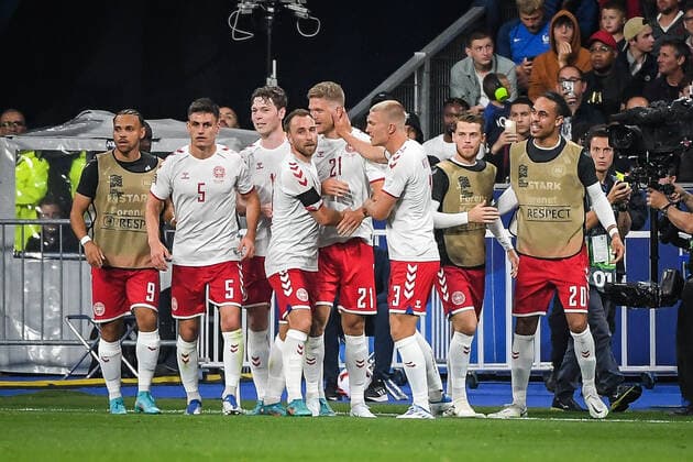 June 3, 2022, Paris, France, France: Andreas CORNELIUS of Denmark celebrate his goal with teammates during the UEFA Nations League, League A - Group 1 football match between France and Denmark at Stade de France on June 03, 2022 in Saint-Denis near Paris, France. Paris France - ZUMAm308 20220603_zsp_m308_021 Copyright: xMatthieuxMirvillex