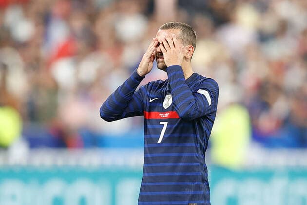 Parc des Princes, Paris 03. Juni 2022 UEFA Nations League Frankreich - Dänemark v.l., Antoine Griezmann (FFF Frankreich) enttaeuscht, enttaeuscht schauend, dissapointed, traurig, frustriert, frust, gefrustet Copyright: AntonioxBorga