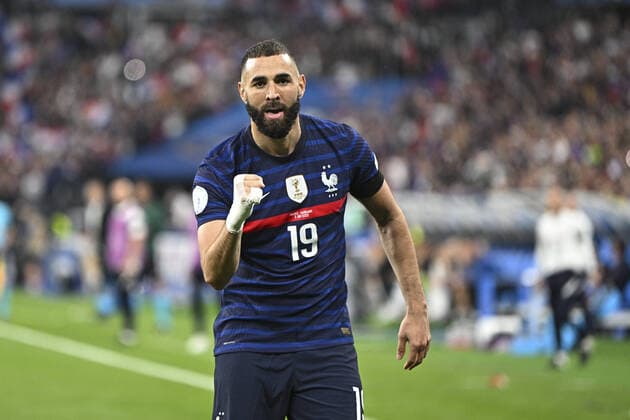 joie des joueurs de l equipe de FRance apres le but de Karim Benzema (France) FOOTBALL : France vs Danemark - Ligue des Nations - 03 06 2022 JBAutissier Panoramic 