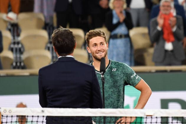 Roland Garros 2022 PARIS, IF - 03.06.2022: ROLAND GARROS 2022 - Casper Ruud after gamhar game against Marin Cilic valid for the semi-final of the men& 39;s tournament of Roland Garros 2022 held in Paris, France. (Photo: Richard Callis Fotoarena) x2215876x  RichardxCallis