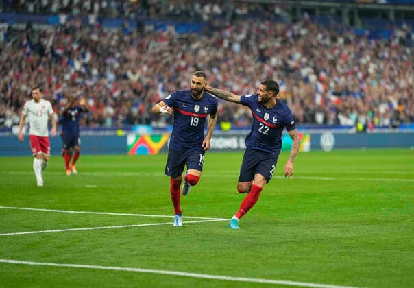 June 3, 2022: Karim Benzema celebrates scoring their first goal during France against Denmark, UEFA Nations League Group Stage at Stade de France, Paris, France. CSM. Paris France - ZUMAc04_ 20220603_zaf_c04_087 Copyright: xUlrikxPedersenx