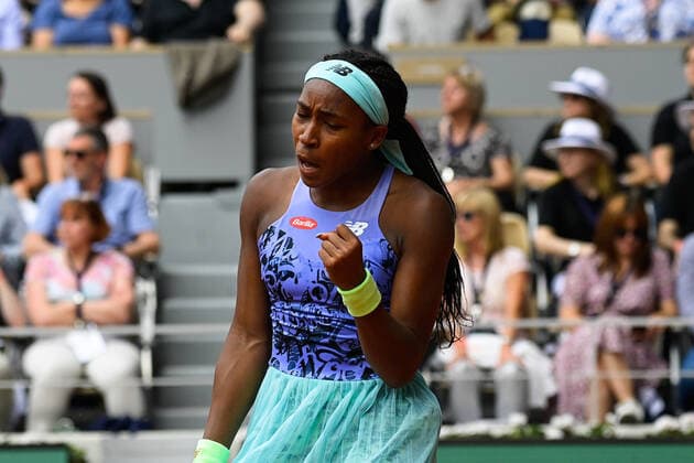 Attitude - Joie de Coco Gauff ( USA ) TENNIS : Roland Garros 2022 - Internationaux de France - 04 06 2022 FedericoPestellini Panoramic 