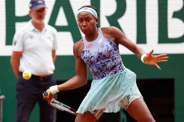 04.06.2022, Tennis, French Open 2022 Roland-Garros Finale Damen Einzel Iga Swiatek (POL) - Coco Gauff (USA), FRA, Paris, Roland Garros Bild: v. li. Coco Gauff (USA) Copyright: HMBxMedia AntonioxBorga