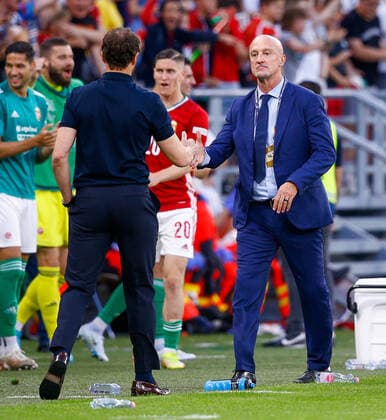 Hungary v England UEFA Nations League Marco Rossi manager of Hungary shakes the hand of Gareth Southgate manager of England during the UEFA Nations League match between England and Hungary at the Puskas Stadium, Budapest Content Not Available For UK Newspapers Copyright: xPaulxChestertonx FIL-16979-0211 UK Newspapers OUT