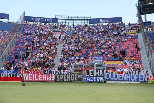 Fanblock Deutschland, Fans, Italien vs. Deutschland, UEFA, Nations League, Fussball, 04.06.2022 Bologna Emilia-Romagna Italien