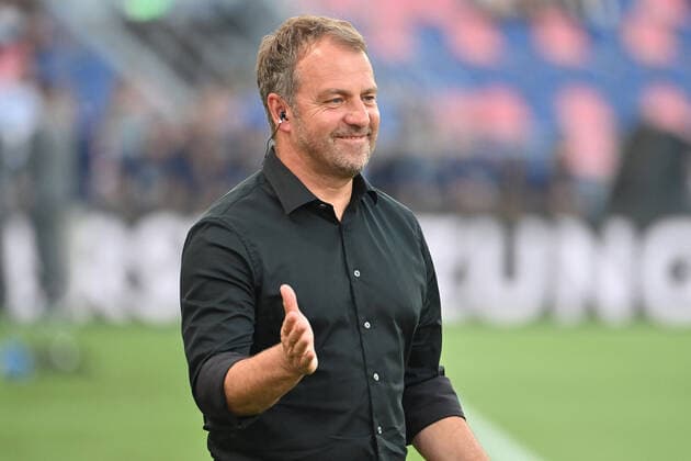 Bundestrainer Hans Dieter Hansi FLICK (GER), Einzelbild,angeschnittenes Einzelmotiv,Halbfigur,halbe Figur. Fussball UEFA Nations League,Gruppenphase 1.Spieltag Italien (ITA) - Deutschland (GER) , am 04.06.2022, Renato Dall Ara Stadion Bologna