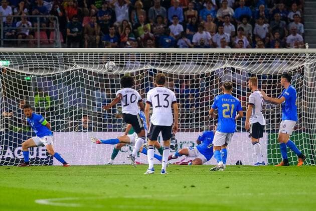 Torchance fuer Serge Gnabry (Deutschland, 10), ITA, Italien vs. Deutschland, Fussball, Uefa Nations League, 1. Spieltag, Saison 2022, 04.06.2022, ITA, Italien vs. Deutschland, Fussball, Nations League, 1. Spieltag, Saison 2022, 04.06.2022 Bologna Copyright: xEibner-Pressefotox EP_EER