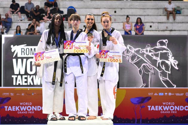 Crystal WEEKES (PUR), Rebecca MCGOWAN (GBR), Maristella SMIRAGLIA (ITA) and Dabin LEE (KOR) during SF and F round of World Taekwondo Grand Prix at Foro Italico, Nicola Pietrangeli Stadium, 4th June 2022, Rome, Italy.  Copyright: xDomenicoxCippitellix xipa-agencyx xx 0