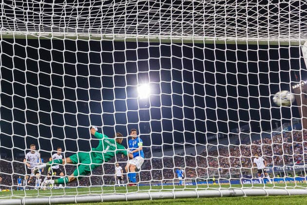 04.06.2022, Bologna, Italien, Renato Dall Ara , Italien vs. Deutschland - UEFA Nations League - League Path A Group 2, Joshua Kimmich (Germany) Torschuss zum 1:1 (Foto H. Langer) Bologna Renato Dall Ara Emilia-Romagna Italien