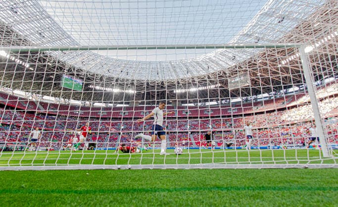 Hungary v England: UEFA Nations League - League Path Group 3 James Justin of England frees during the UEFA Nations League A3 match at Puskas ArÃ na on June 04, 2022 in Budapest, Hungary. Budapest Hungary  Copyright: xRobertxSzaniszlox originalFilename:szaniszlo-notitle220604_npiFl.jpg