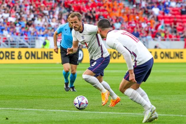Hungary v England UEFA Nations League 04 06 2022. Harry Kane (9) of England during the UEFA Nations League match between Hungary and England at Puskas Arena Park, Budapest, Hungary on 4 June 2022. Editorial use only , Copyright: xNigelxKeenex PSI-15373-0100
