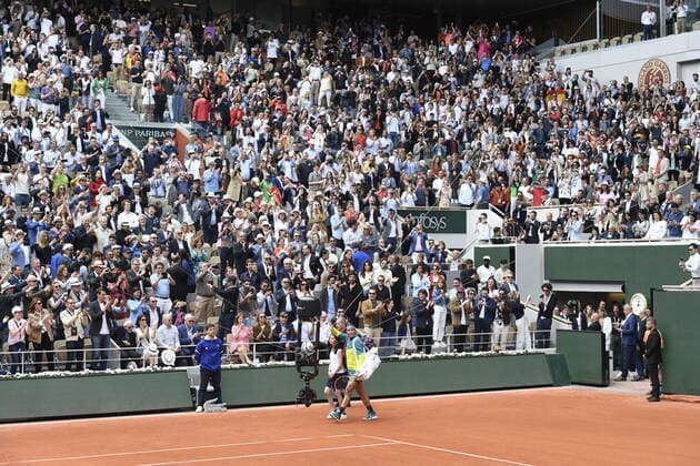 Tennis - Roland Garros 2022 - Finales messieurs . Rafael Nadal Espagne - Casper Ruud - Norvege TENNIS : Roland Garros 2022 - France - 05 06 2022 ChrysleneCaillaud Panoramic 