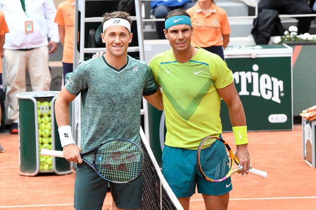 Tennis - Roland Garros 2022 - Finales messieurs . Rafael Nadal Espagne - Casper Ruud - Norvege TENNIS : Roland Garros 2022 - France - 05 06 2022 ChrysleneCaillaud Panoramic 