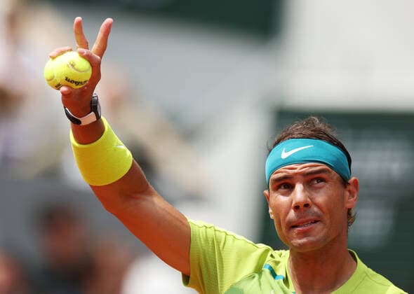 Sport Bilder des Tages (220605) -- PARIS, June 5, 2022 -- Rafael Nadal of Spain reacts during the men s singles final against Casper Ruud of Norway at the French Open tennis tournament at Roland Garros in Paris, France, June 5, 2022. ) (SP)FRANCE-PARIS-TENNIS-ROLAND GARROS-FRENCH OPEN-MEN S SINGLES FINAL GaoxJing 