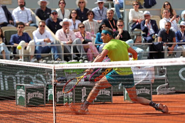 5th June 2022; Roland Garros, Paris, France: French Open Tennis tournament, mens singles final, Rafael Nadal versus Casper Ruud; Rafael Nadal (ESP) comes to the net against Casper Ruud (NOR)  ActionPlus12397521 JonxBromley