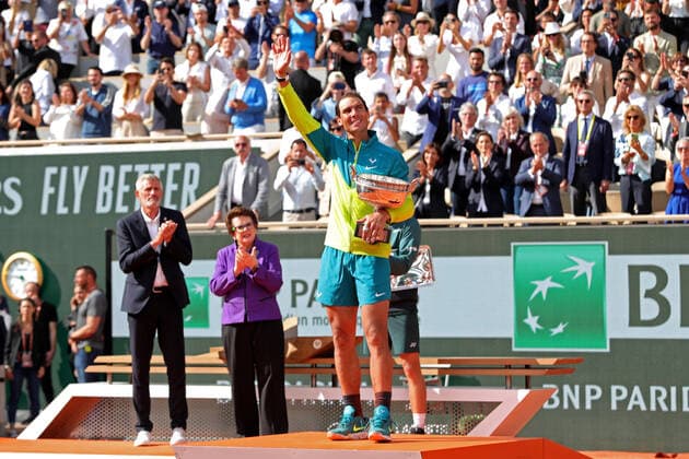 5th June 2022; Roland Garros, Paris, France: French Open Tennis tournament, mens singles final, Rafael Nadal versus Casper Ruud; Rafael Nadal (ESP) waves to his fans after beating Casper Ruud (NOR) in the mens finals  ActionPlus12397505 JonxBromley