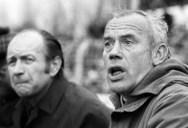 Hennes Weisweiler Trainer von Borussia Mönchengladbach. Aus 1.BL. Eintracht Braunschweig - BMG 1:1 am 17.04.1971 *** Hennes Weisweiler coach of Borussia Mönchengladbach from 1 BL Eintracht Braunschweig BMG 1 1 on 17 04 1971