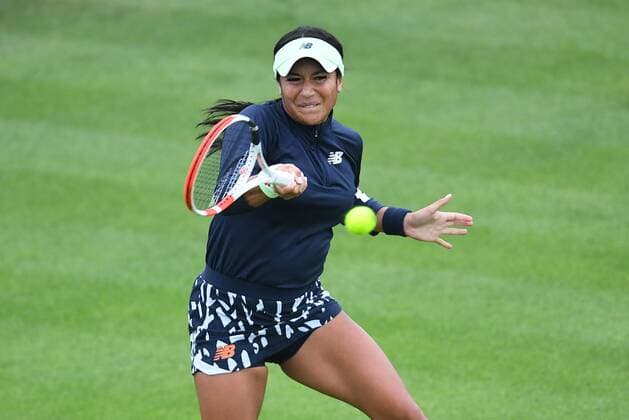 Mandatory Credit: Photo by Anna Gowthorpe Shutterstock (12968518as) Heather Watson of Great Britain during her first round match Rothesay Open, Tennis, Nottingham Tennis Centre, Nottingham, UK - 06 Jun 2022 Rothesay Open, Tennis, Nottingham Tennis Centre, Nottingham, UK - 06 Jun 2022  Copyright: xAnnaxGowthorpe Shutterstockx 12968518as